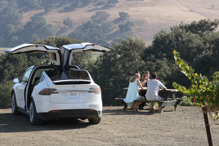 tesla at vineyard