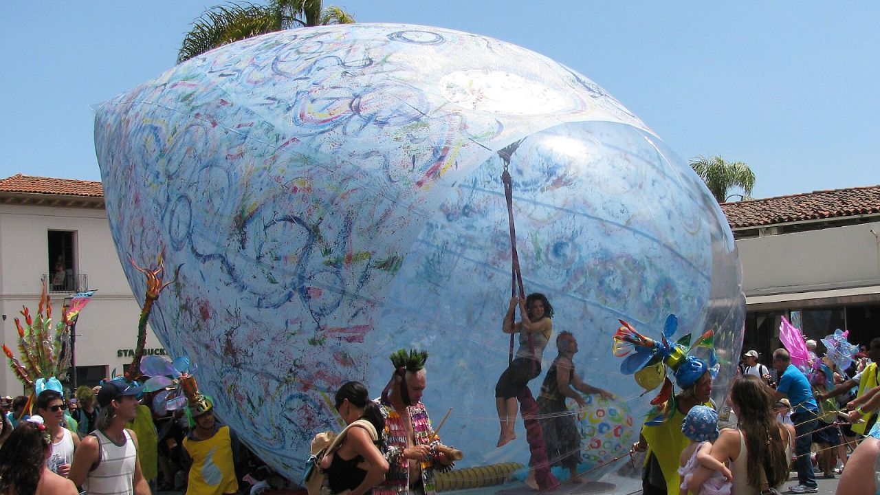 Santa Barbara Summer Solstice Parade with inflatable art.
